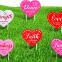 6 Pcs Valentines Day Yard Signs Religious Heart-shaped Lawn Sign Valentine Bible Verse Heart Yard Decoration with Stakes for Church Outdoor Wedding Anniversary Patio Pathway Garden Decor
