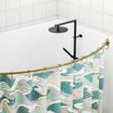 Mcrbeay Curved Shower Curtain Rod, Adjustable 40-72 inches Extra Wide Curved Shower Rods for Bathroom, Stainless Steel Round Shower Curtain Rod for Bathtub, Rustproof, Gold