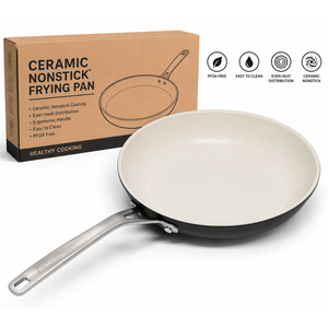 Caraway Nonstick Ceramic Frying Pan (2.7 qt, 10.5") - Non Toxic, PTFE & PFOA Free - Oven Safe & Compatible with All Stovetops (Gas, Electric & Induction) - Cream