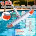 16FT Telescoping Pool Pole with 19" Pool Brush Head,Reinforced Aluminum Adjustable Extension Pole,Heavy Duty Adjustable Pool Cleaning Pole for Inground & Above Ground Pool Wall Tile Floor Cleaning