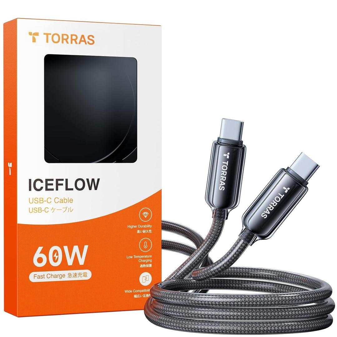 TORRAS USC C to USB C Cable (60W 6FT), Military Grade Tested USB C Charger Cable Fast Charge for iPhone 15 Pro Max Plus, Samsung S24/23, MacBook Air Pro 2020, iPad Pro/Air/Mini (Midnight Black)