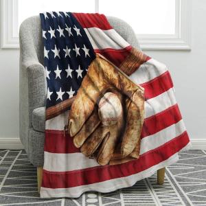 Jekeno American Flag Baseball Gifts for Men Boys Girls Women, USA Flag Throw Blankets Sport Gifts for Softball Players, Independence Day Baseball Decor for Home Bed Couch (50"x60")
