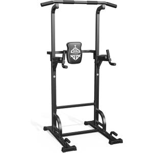 Sportsroyals Pull Up Bar Dip Station Power Tower Assistive Trainer Multi-Function Home Gym Strength Training Fitness Equipment 450LBS (Black-01)