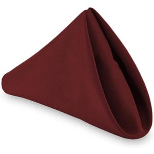 Lann's Linens - 1 Dozen 20" Oversized Cloth Dinner Table Napkins - Machine Washable Restaurant/Wedding/Hotel Polyester Fabric - Burgundy
