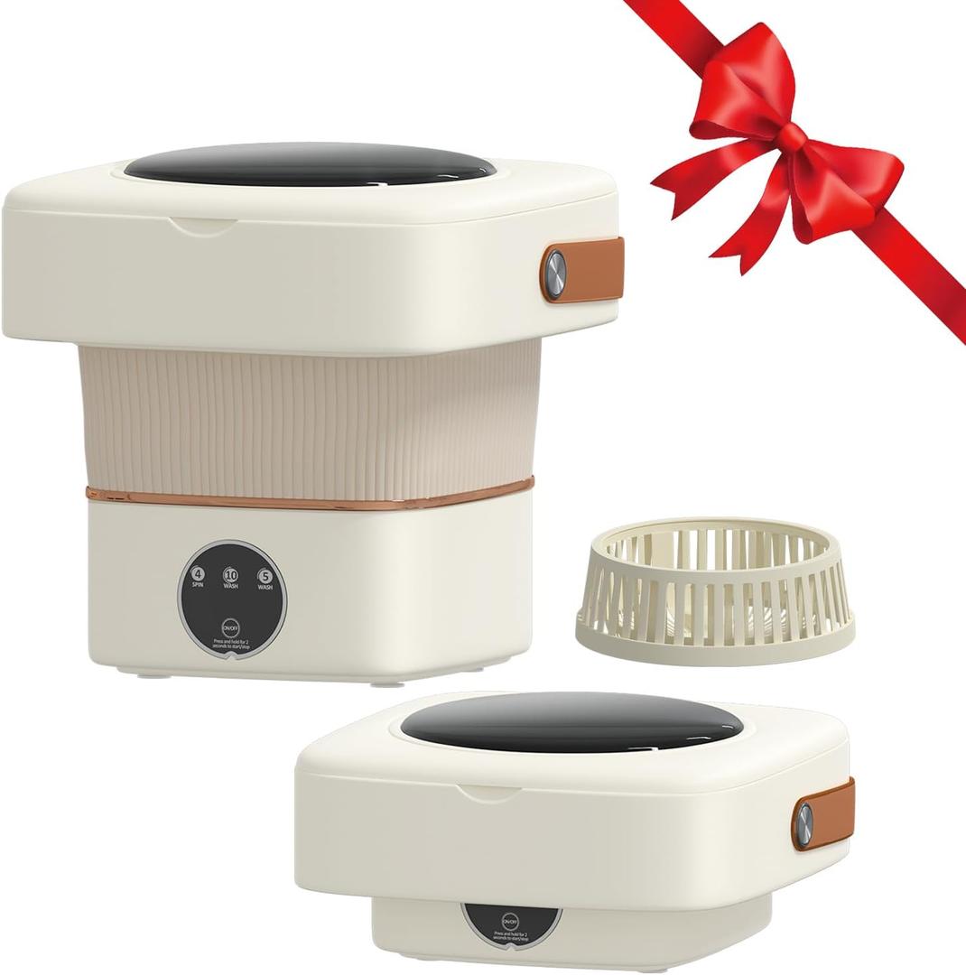 Small Portable Washing Machine, 3 Modes Foldable Mini Washer,Capacity Semi-Automatic for Underwear, Baby Clothes, Apartments, Camping, Travel,Purple (White, Mini)