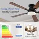 Ayaoty 54 inch Ceiling Fans with Lights and Remote, Low Profile Ceiling Fan with Light, Flush Mount, Reversible, 3CCT, Dimmable, Noiseless, Brown Ceiling Fan for Bedroom, Indoor/Outdoor Use