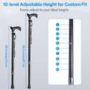 Carbon Fiber Walking Cane for Men and Women - 10 Height-Adjustable, Cane for Seniors Balance, Carbon Fiber Cane Ultralight 0.55 lb, Black Matte, 350 lbs Capacity(Black), 97 cm