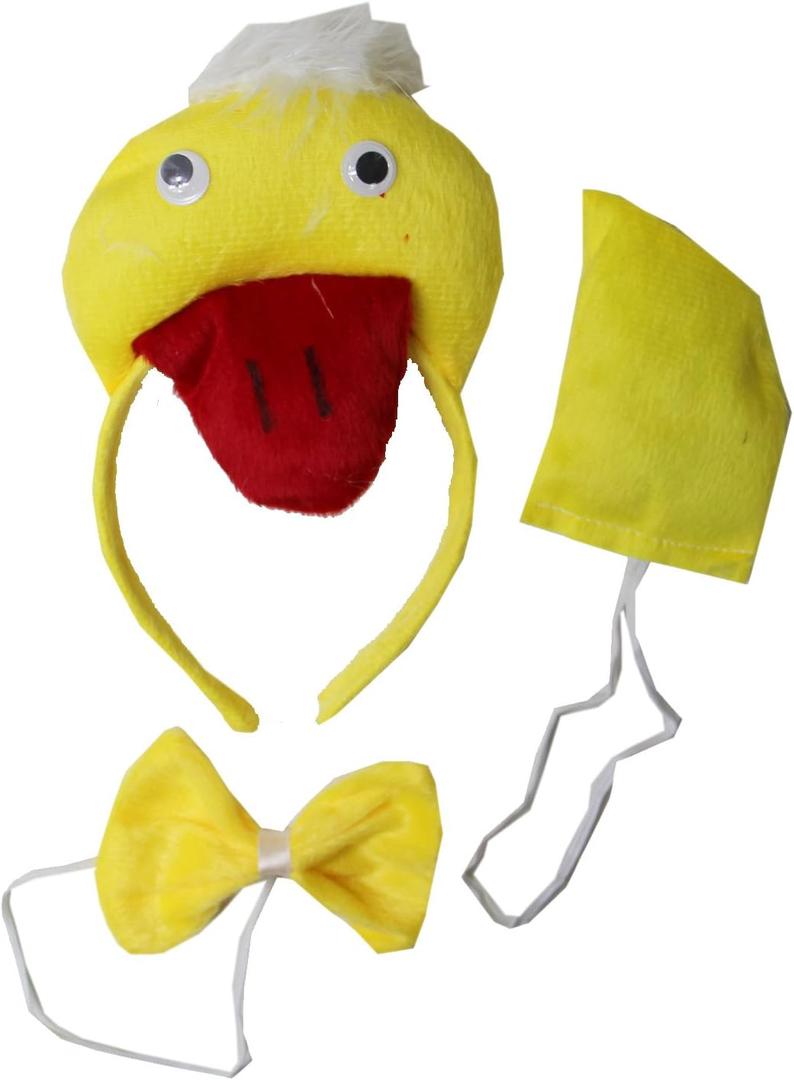 Kirei Sui Yellow Duck Headband Bowtie Tail 3-piece Costume Halloween Dress Up Set for Kids and Adults