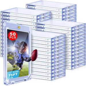 75pt One Touch Card Holder: 50ct Magnetic Card Cases for Trading Cards, U-V Protection 75 pt Magnetic Card Holder for Sports Game Cards, Football, Baseball