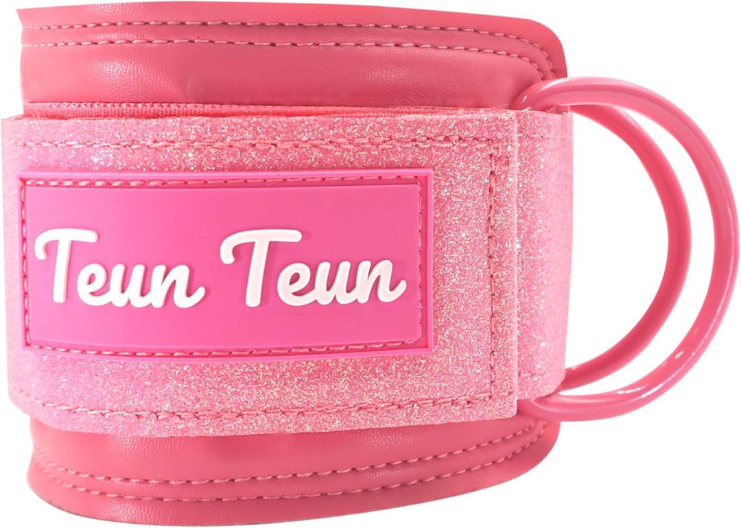 2 x Glitter Ankle Straps for Cable Machine, Women's Glute Kickback Attachments, Gym Cable Straps for Booty Workout, Leg Extension & Hip Abductors