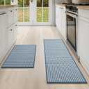 Kitchen Mat Kitchen Rugs Sets of 2 PCS Non Slip Washable, Super Absorbent Soft Braided Kitchen Mats for Floor, Rubber Backing Comfort Standing Kitchen Sink Mat Runner Rug, Blue 17"x28"+17"x47"