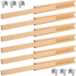 6 PCS 15.7 Inch Wooden Drawer Slides, Classic Wood Center Guide Track with Metal Glides, Dresser Slider Replacement Kit