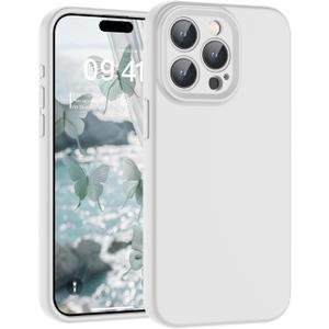 SUPFINE Designed for iPhone 14 Pro Case,Premium Liquid Silicone with [Soft Anti-Scratch Microfiber Lining][Upgraded Camera Protection] Slim Shockproof Protective Phone Case for Men Women Girls,White