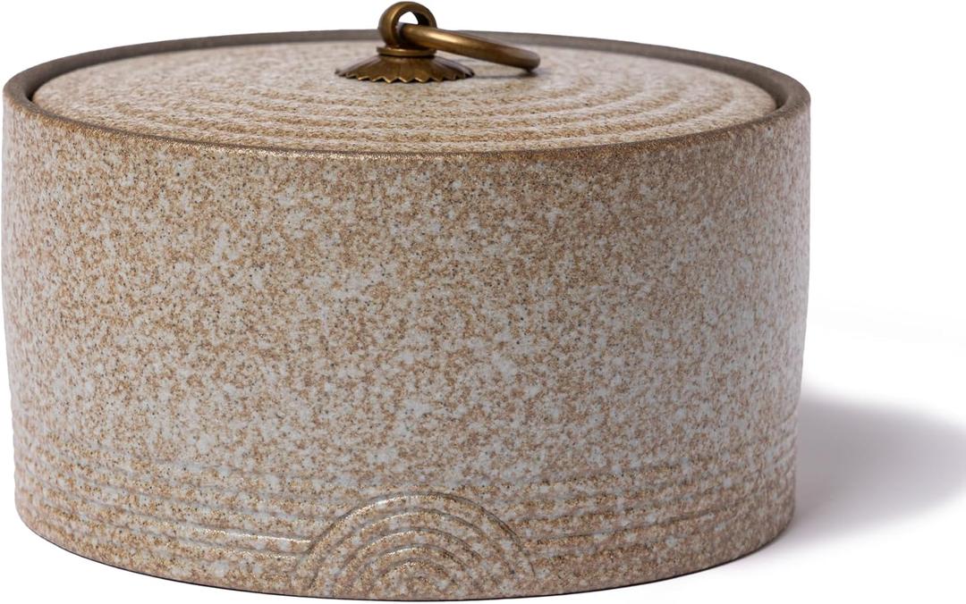 Ceramic Canister,16.9 Oz /500ml Food Storage Jar for Tea,Coffee Beans,Herb,Candy,Spices,Nuts (Stone White)