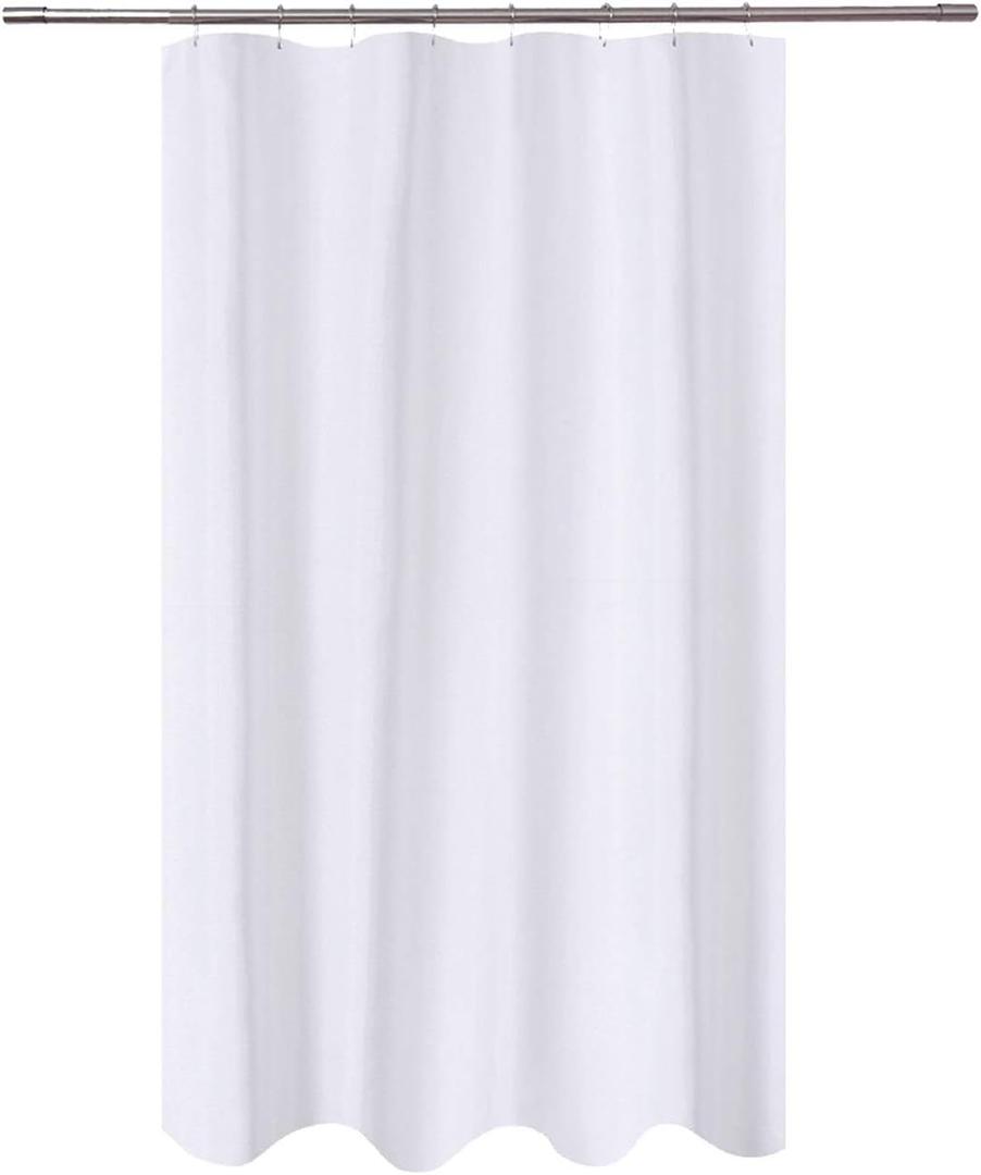 N&Y HOME Fabric Shower Curtain Liner 48 x 72 inches Bath Stall Size, Hotel Quality, Washable, Water Repellent, White Spa Bathroom Curtains with Grommets, 48x72