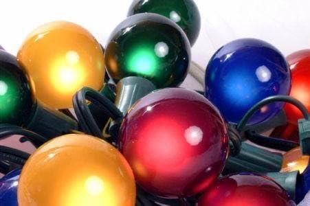 Set of 15 Multi Satin G50 Globe Christmas Lights - Green Wire