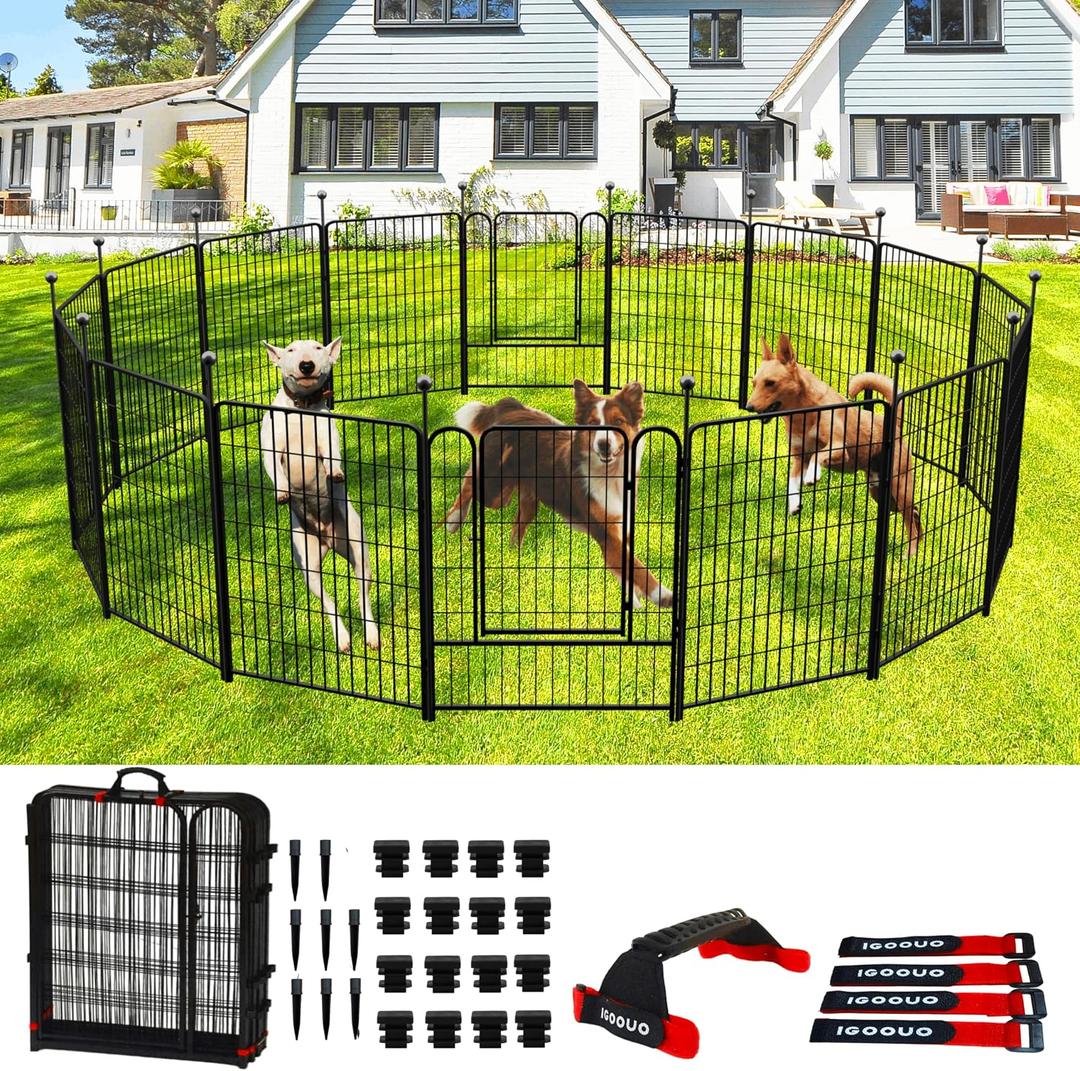 Portable Dog Fence Outdoor for Yard 36'' High, Dog Playpen with Rustproof and Sturdy Stakes for Medium/Large Dogs, 3ft Dog Play Pen for RV Camping(8 Panels)