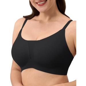 gagli Women's Seamless Bralette No Underwire Mesh Back Wireless Bra Super Soft Cami Bra Full Coverage T-Shirt Bra Comfy Everyday Bras(US, Alpha, Medium, Regular, Regular, Black)