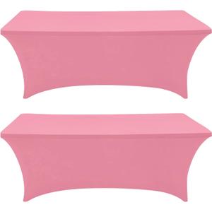 Eurmax USA Rectangular Fitted Spandex Table Covers 4ft Tablecloth Wedding Event Patio Table Decorations Stretch Table Cover for 4ft Folding Table (Hot Pink,2 Pack)