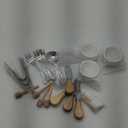 44Pcs Charcuterie Board Accessories Stainless Steel Cheese Spreader Knives Set, Mini Serving Spoons, Blank Toothpick Flags, Bowl for Christmas Pastry Making, forks and Mini Serving Tongs