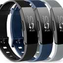Adjustable Elastic Nylon Sport Bands Compatible with Fitbit Inspire 3/Inspire 2/Inspire/Inspire HR/Ace 2/Ace 3, Soft Loop Stretchy Straps Replacement Wristbands for Fitbit Inspire Women Men (Black+Gray+Indigo)