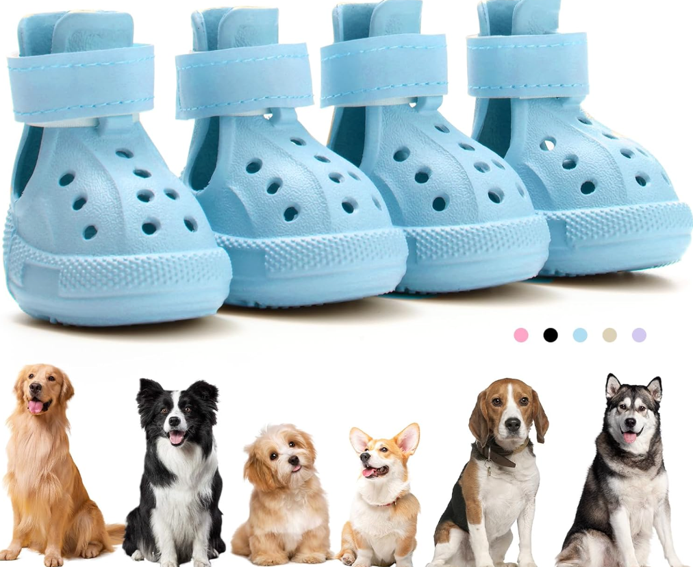 Tuqila Dog Boots for Hot Pavement & Snow, Waterproof Non-Slip Dog Shoes with Reflective Straps, Adjustable Pet Booties for Small to Large Dogs, Outdoor Paw Protection, 4Pcs