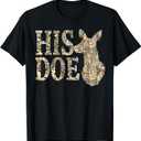 Retro His Doe Camo Deer Hunting Camouflage Matching Couple T-Shirt, Size Ladies XL