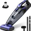 Pet Hair Handheld Vacuum Cordless: 20000PA High Power Car Vacuum with Motorized Brush and LED Light, Rechargeable Hand Held Vacuum Cleaner with Reusable Filter for Car, Home, Office & Pet, Purple