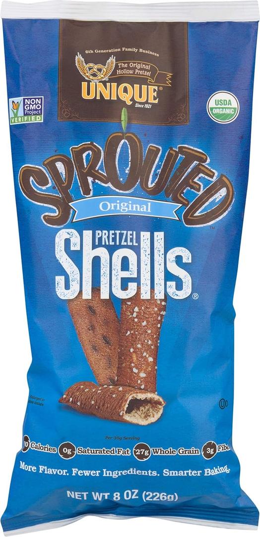 Sprouted Pretzel Shells, Homestyle Baked, Vegan, Certified OU Kosher and non-GMO, 8 Ounce Bag, Pack of 3, BBD 09/2026