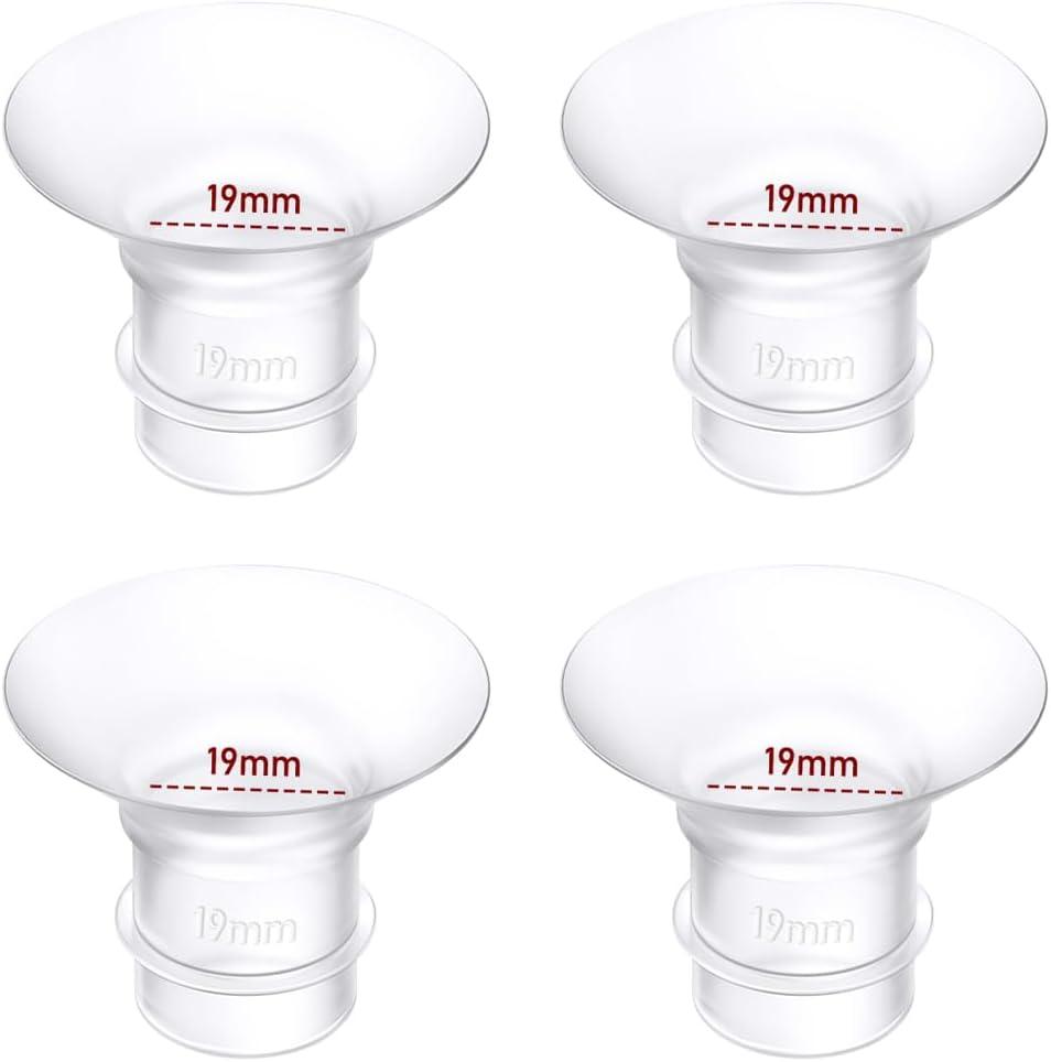 Flange Inserts 19mm 4PCS Compatible with Momcozy M9/M6/M5/S12 Pro/S9 Pro/Medela/Spectra/Bellababy/Lansinoh/eufy/S21 24mm Breast Pump,Reduce 24mm Tunnel Down to Correct Size