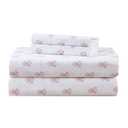 Comfort Spaces 100% Cotton Sheets Cal King, Breathable, Naturally Cool Cotton Sheets, Soft Cotton Bed Sheets with 14" Elastic Pocket Fits up to 16" Mattress, All Seasons Sheet Set, Floral Pink 4 Piece