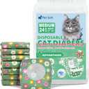 Pet Soft Disposable Cat Diapers - Diaper for Female & Male Cats, Puppy Doggie Diapers for Female Dogs with Adjustable Foam Tail Hole, Medium (24Pcs, GN Flowers)
