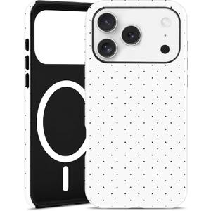 Jusy Compatible with MagSafe Polka Dot Case for iPhone 17 Pro Max, Cute Aesthetic Polka Dots Magnetic Phone Case, Soft TPU and Hard PC Protective Phone Cover for Women Girls (Matte) - White