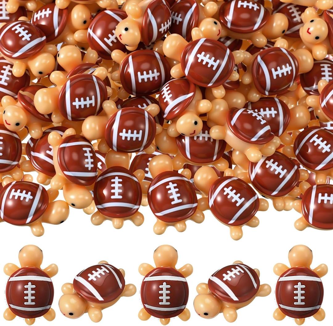 Bucherry 100 Pcs Football Mini Resin Turtles Bulk Tiny Resin Ocean Animals Football Themed Miniature Turtles Figurines Statue Small Craft Decoration for Party Landscapes