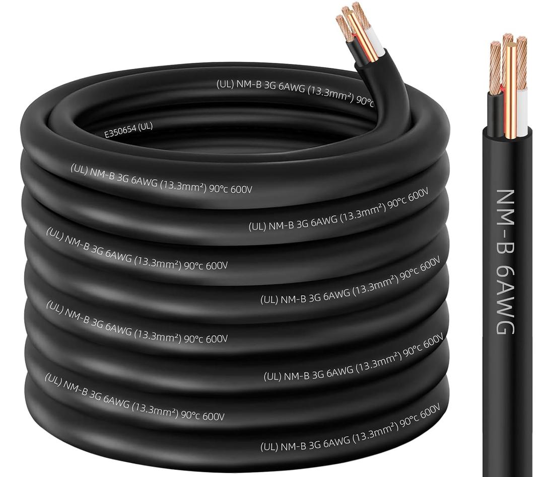 XMK NM-B 6/ 3 Wire with Ground, 75ft 6 Gauge NMB Wire Copper 6AWG 3 Conductor