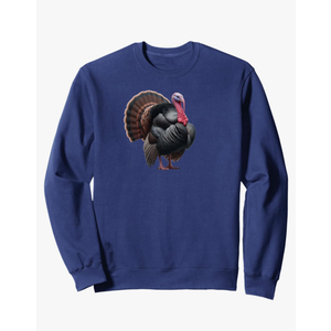 Male Turkey. Thanksgiving. Sweatshirt, Navy, Large