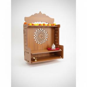 Temple Mandir for Home with Door | Wooden MDF, Assembly Required | Pooja Unit with Storage Space | LED Light and Wall Mounts | Pooja Mandir for Home Big Size 21.2x16.5x10.2 inch