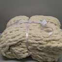 Bedsure Chunky Knit Throw Blanket for Couch - 100% Hand Knitted, 5.06 lbs GentleSoft Blanket with Giant Chenille Yarn for Bed Living Room Home Decor, Thick and Cozy, Linen Beige, 50x60 Inches