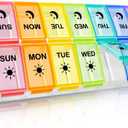 Pill Organizer 2 Times a Day, Fullicon Quick Fill Large Weekly AM PM Pill Box, Medicine Organizer 7 Day, Daily Pill Cases - Rainbow (Medium, Multi-colored)