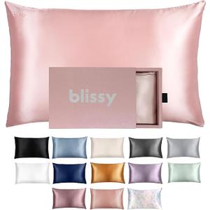 Blissy Silk Pillowcase - 100% Pure Mulberry Silk - 22 Momme 6A High-Grade Fibers - Silk Pillow Cover for Hair & Skin - Regular, Queen & King (Pink, King)