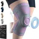 NEENCA Plus Size Knee Brace for Knee Pain, Knee Support with Side Stabilizers & Patella Gel Pad, Knee Compression Sleeve for Meniscus Tear, Arthritis Joint Pain Relief, ACL, PCL, All Sports. Plus Size (Pink Gray - Single)