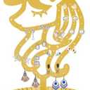 WOXBITA Unicorn Earring Holder Organizer Decor Stud Earrings Tree 81 Holes,Jewelry Earring Display,Metal Earring Storage Stand with Tray Gift (Gold)