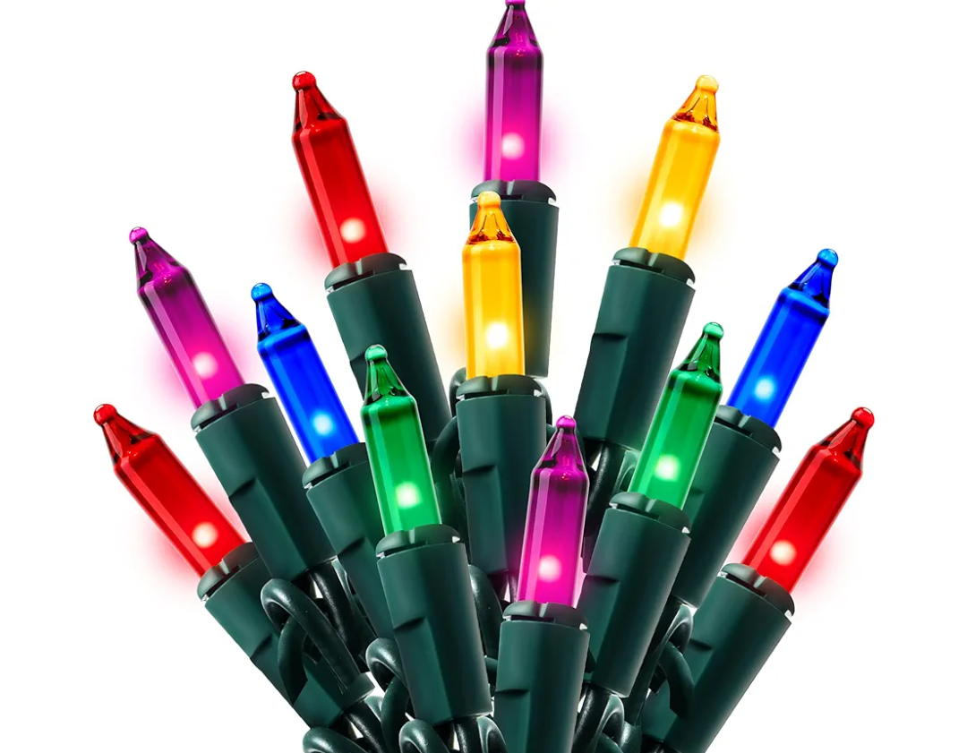 Joiedomi Multicolor Christmas String Lights,100 Count 21.4FT Christmas Fairy Tree Lights Plug in for Indoor Outdoor Xmas Decorations Patio Holiday Theme Party Yard House,Green Wire