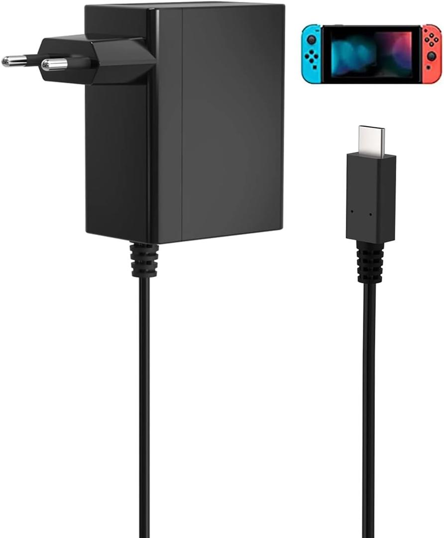Newding Power Supply for Switch Lite, 15 V 2.6 A AC Adapter Charger for Docking Station, USB C Power Cable Supports TV Mode, Compatible with Switch OLED and Pro Controller
