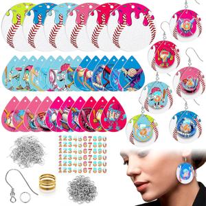 Liliaafar 244 Pcs Ice Cream Drip Baseball Earring Party Favor Gifts Bulk DIY Faux Leather Earrings Making Kit Ice Cream Drip Baseball Party Decorations for Beginner Women Baseballs Mom Craft Supplies