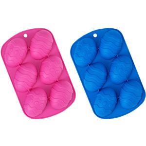 2 Pack Easter Egg Shaped Silicone Cake Mold 6-Cavity Chocolate Cook Trays for DIY Candy Chocolate Jelly Fondant Making