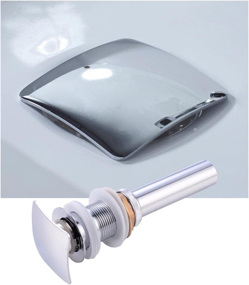 Square pop up drain without overflow chrome for risen bathroom vessel sink universal push button drain non-overflow match with rectanglar faucets