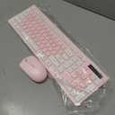 Wireless Keyboard and Mouse Combo, Reccazr 2.4G Full-Sized Keyboard and Mouse Cordless, 3 DPI Adjustable Mouse, Dual-System Keyboard for Computer/Laptop/Windows/Mac (Pink & White)
