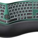 ProtoArc Backlit Bluetooth Ergonomic Keyboard, EK01 Plus Full Size Wireless Split Keyboard with Dual Bluetooth and USB, Cushioned Wrist Rest, Rechargeable, Compatible with Windows/Mac/Android, Green