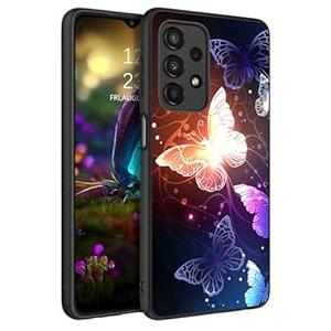 GUAGUA for Samsung Galaxy A23 4G/ 5G Case 6.6" Glow in The Dark Samsung A23 Phone Case Cute Butterfly Noctilucent Luminous Shockproof Protective Samsung Galaxy A23 Case for Women Men Gifts, Black